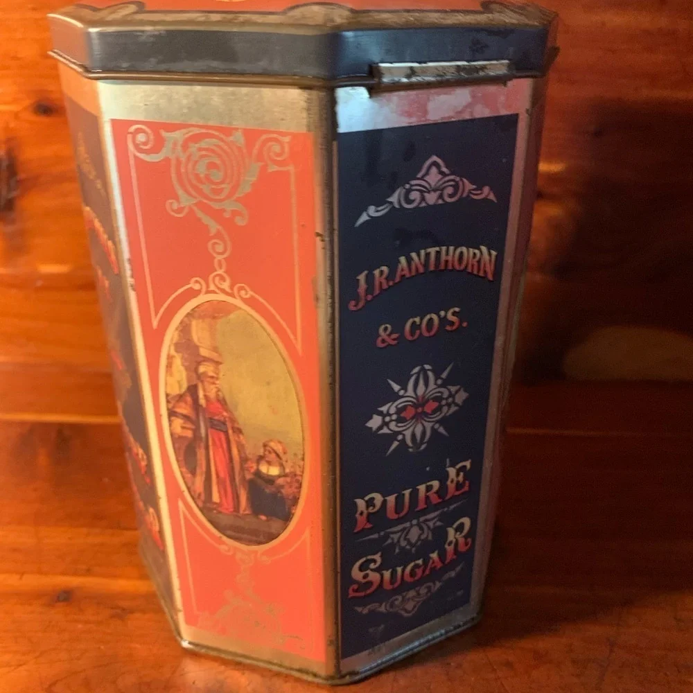 Vintage 90’s Tin J.R. Anthorn & Co. Unity Mills, NY Pure Sugar Made in ENGLAND